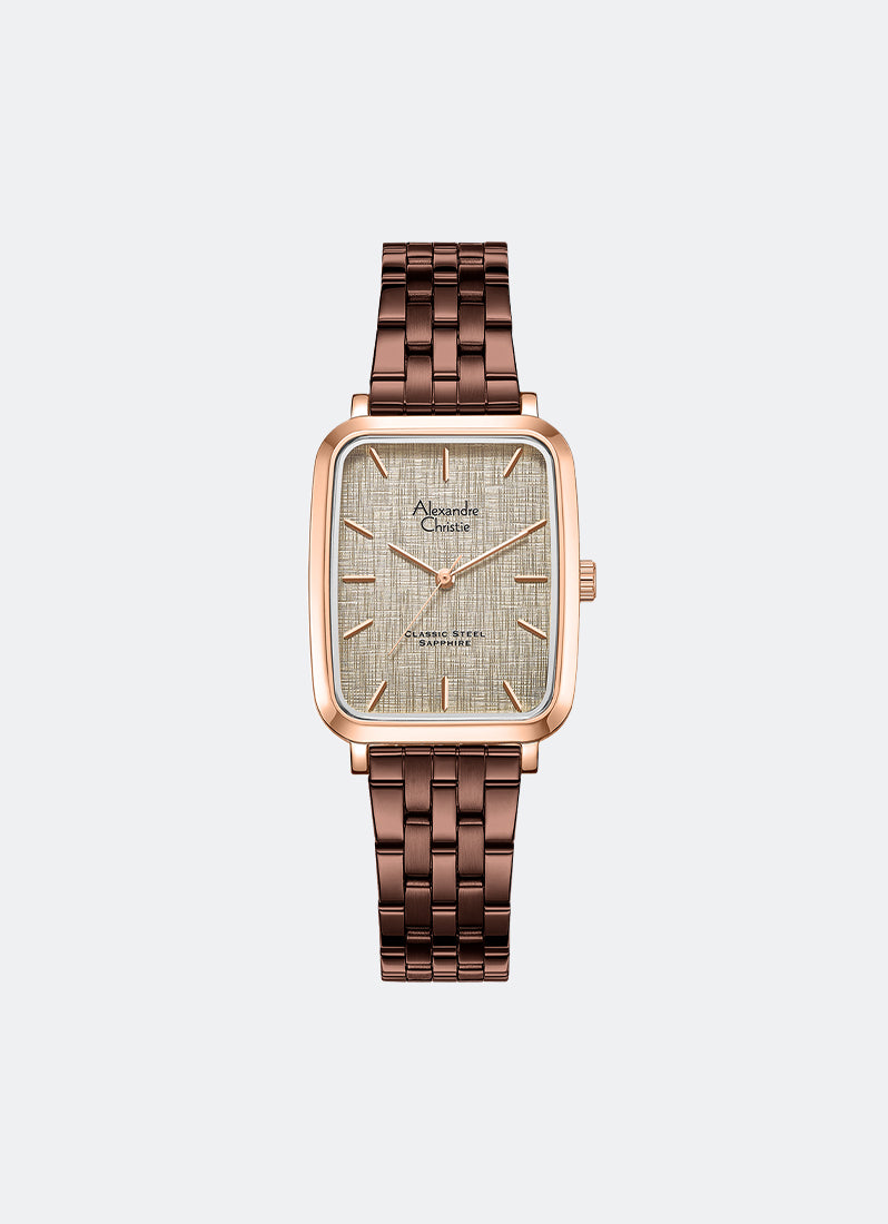Classic Steel Men Champagne Pattern Dial Rose Gold Stainless Steel Brown 5-Link - 28mm x 40mm AC8699MHBROLG1