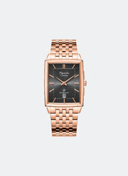 Classic Steel Men Rose Gold & Black Date Dial Rose Gold 7-link Strap 29mm x 44.6mm - AC8708MDBRGBA