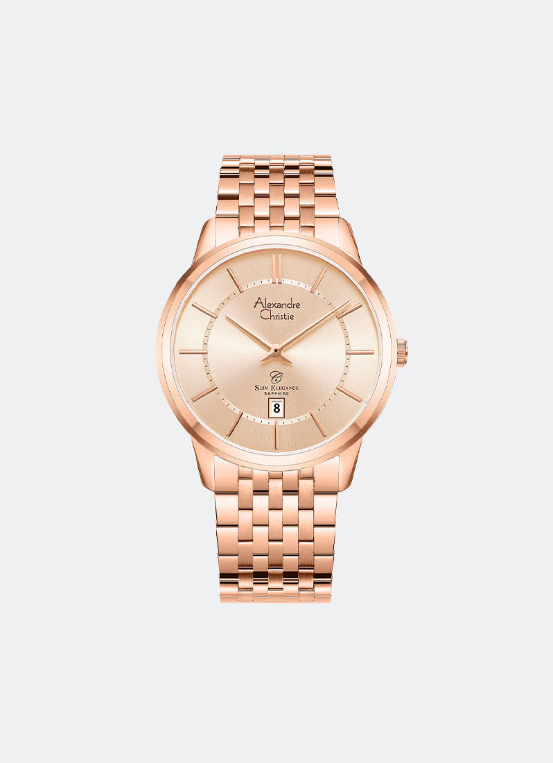 Classic Steel Men Rose Gold Dial Stainless Steel 7-Link - 39mm AC8709MDBRGLN