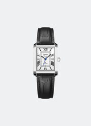 Classic Steel Ladies White Dial Silver Stainless Steel Black Leather - 23mm x 33mm AC8714LDLSSSL