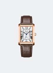 Classic Steel Men White Dial Rose Gold Stainless Steel Brown Leather - 28mm x 40mm AC8714MDLRGSL