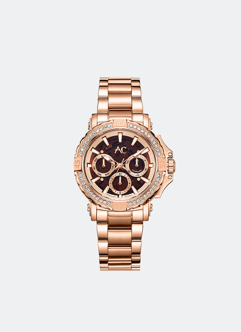 AC Collection Boyfriend Rose Gold Brown Dial Rose Gold Stainless Steel Rose Gold Bracelet - 36mm AC9205BFBRGBODR