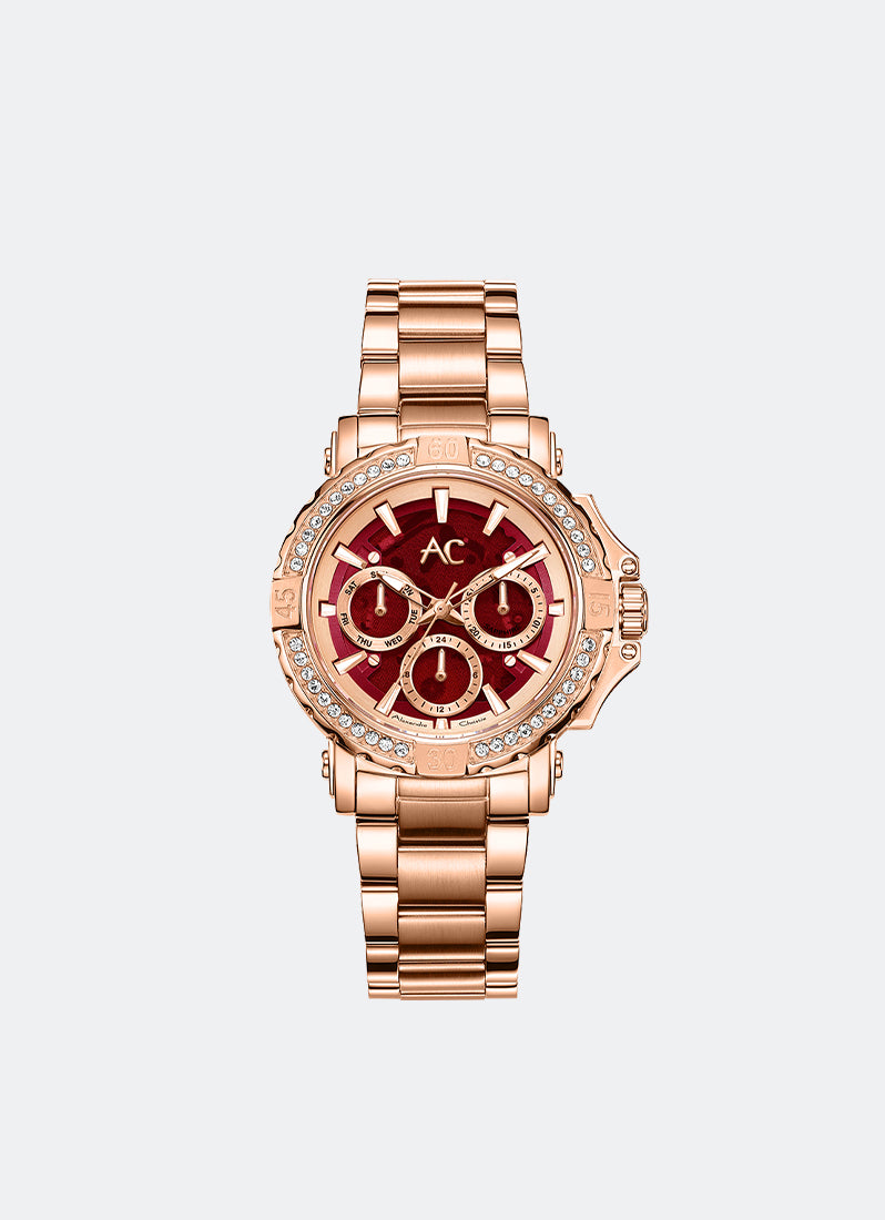 AC Collection Boyfriend Rose Gold Red Dial Rose Gold Stainless Steel Rose Gold Bracelet - 36mm AC9205BFBRGREDR