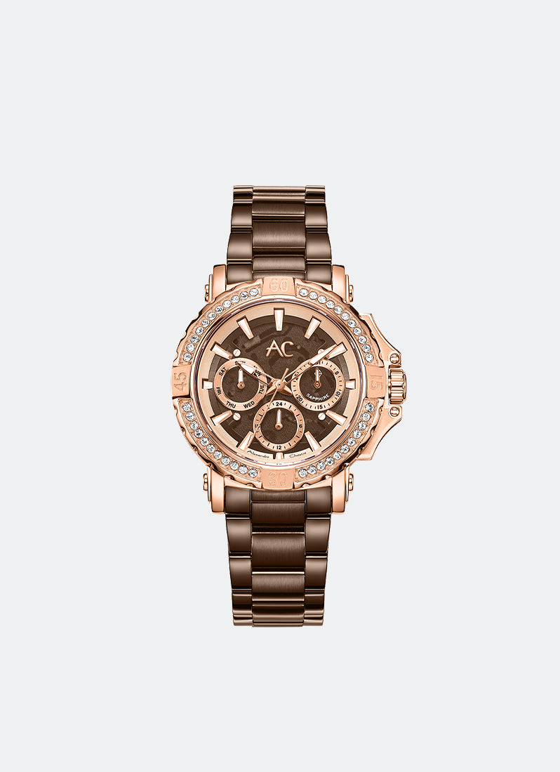 AC Collection Boyfriend Brown Rose Gold Dial Rose Gold Stainless Steel Brown Bracelet - 36mm AC9205BFBROBODR