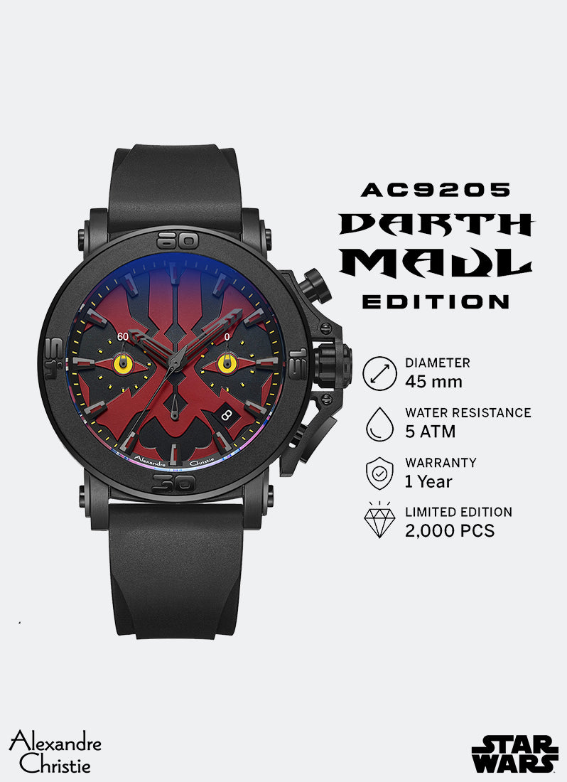 Star Wars Darth Maul Limited Edition Gift Set Chronograph Men Deep Red with Black & Yellow Accents Black Stainless Steel Black Premium Rubber - 45mm AC9205MCRDM1