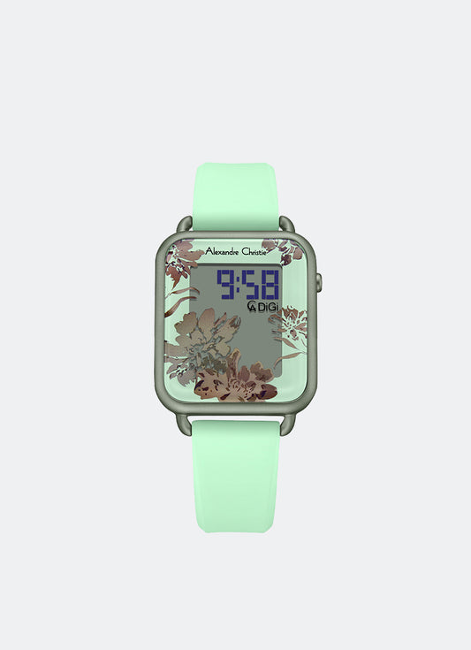 AC Digi Ladies Band Digital Grey Green Dial 33x46mm - AC9378LHRRGGN