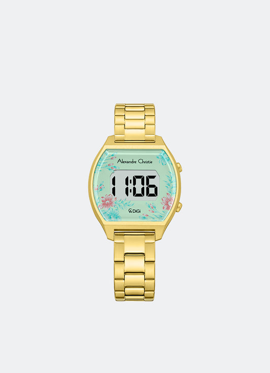 AC Digi Ladies Band Digital Gold Green Dial 32x37mm - AC9396LHBGPLB