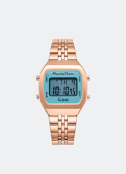 AC DiGi Ladies Rose Gold Light Blue Dial Rose Gold Stainless Steel Rose Gold Bracelet - 34mm x 38mm AC9403LHBRGLB