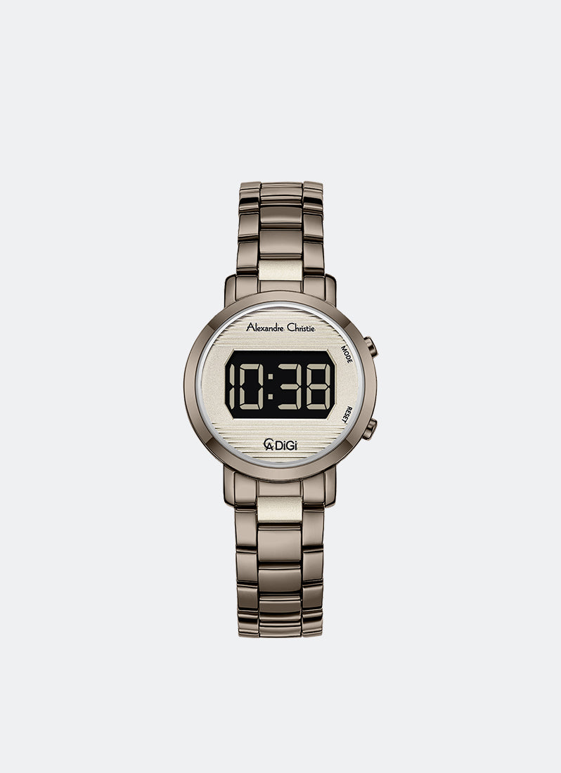 AC DiGi Ladies Champagne Dial Gunmetal Stainless Steel Gunmetal Bracelet - 30mmAC9497LHBIGGR