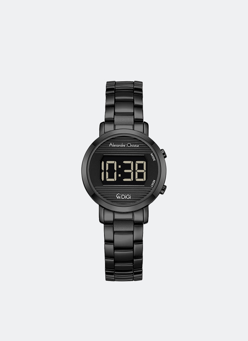 AC DiGi Ladies Black Dial Black Stainless Steel Black Bracelet - 30mm AC9497LHBIPBA