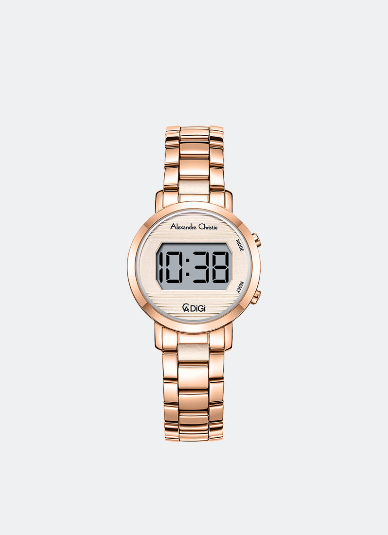 AC DiGi Ladies Cream Dial Rose Gold Stainless Steel Rose Gold Bracelet - 30mm AC9497LHBRGRG