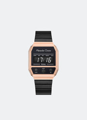 AC DiGi Ladies Black Rose Gold Dial Rose Gold Stainless Steel Black Bracelet - 33mm x 40.5mm AC9498LHBBRBA