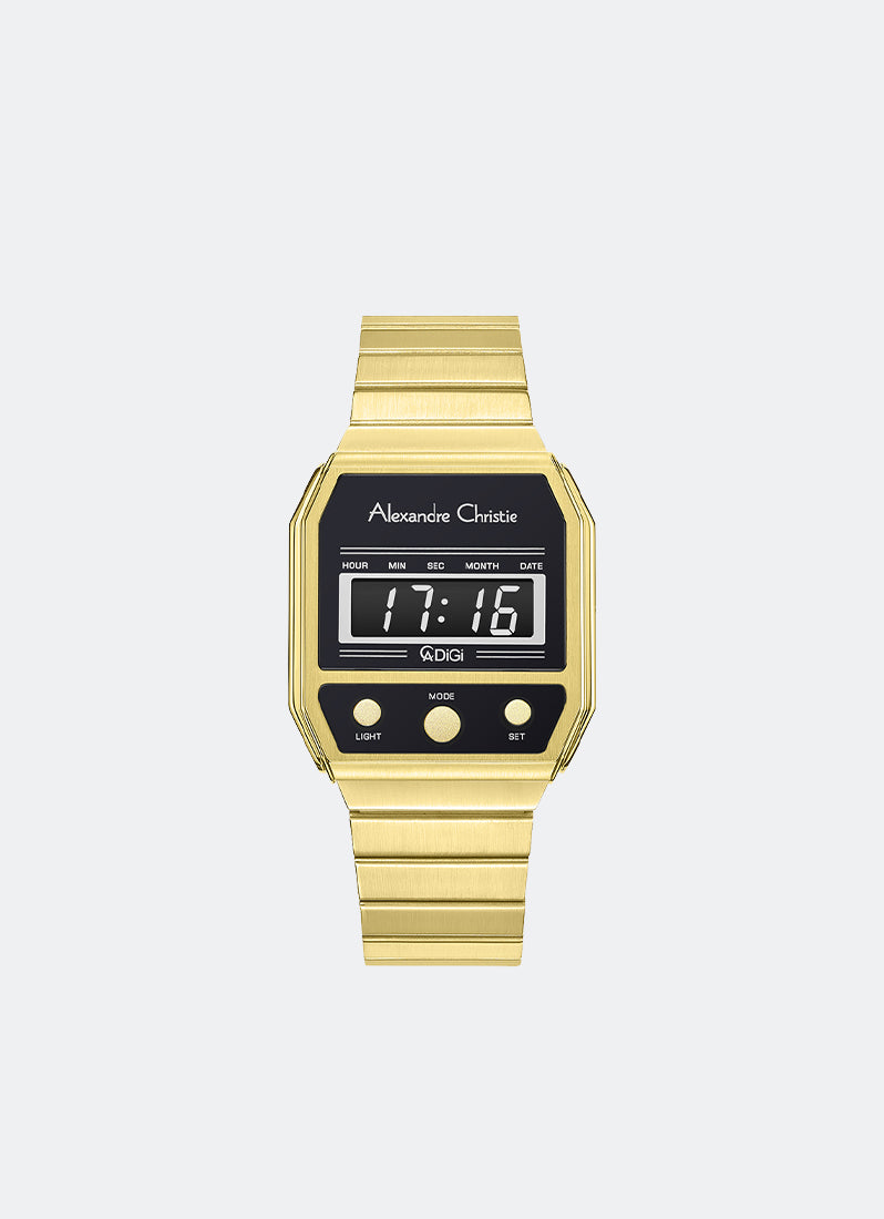 AC DiGi Ladies Gold Dial Gold Stainless Steel Gold Bracelet - 33mm x 40.5mm AC9498LHBGPBA