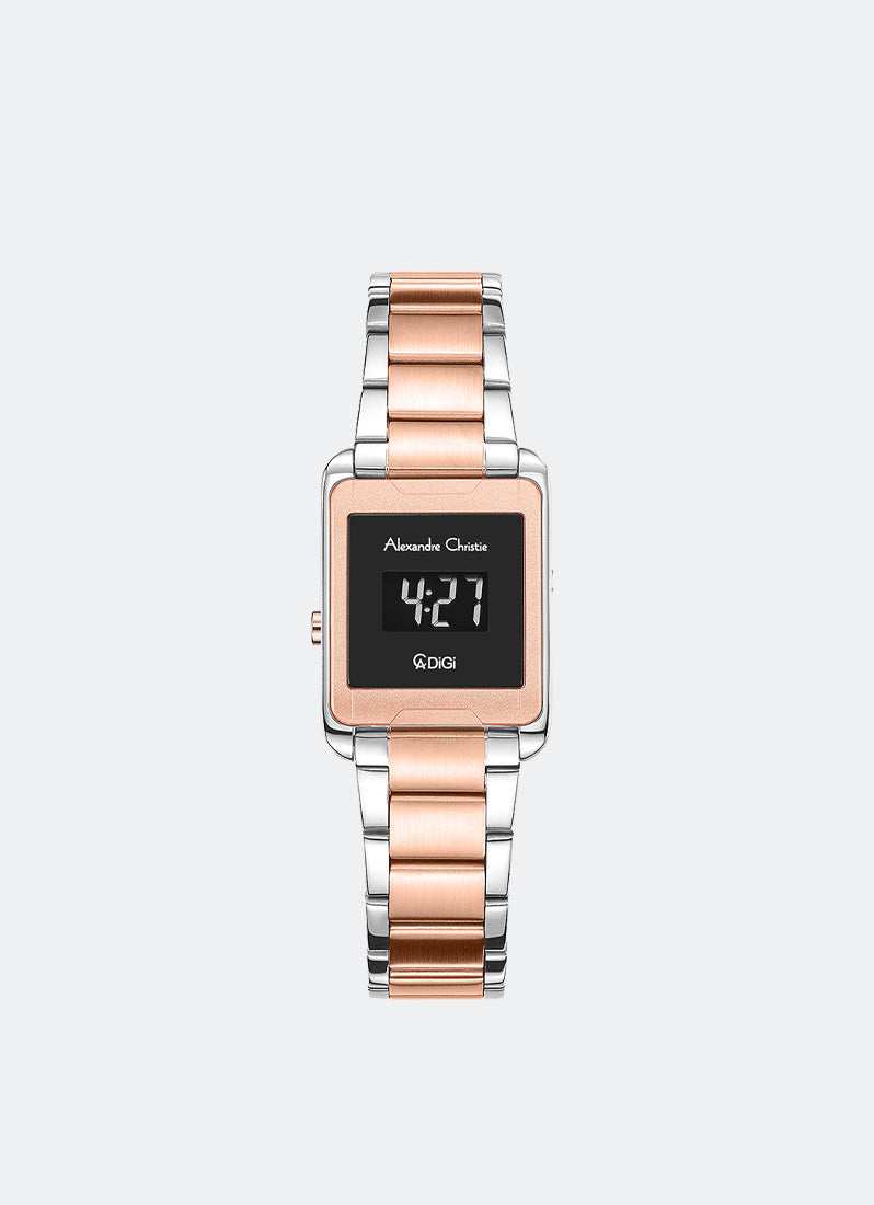 AC DiGi Ladies Silver Rose Gold Dial Silver Stainless Steel Two-tone Bracelet - 22.5mm x 30mm AC9499LHBTRBA