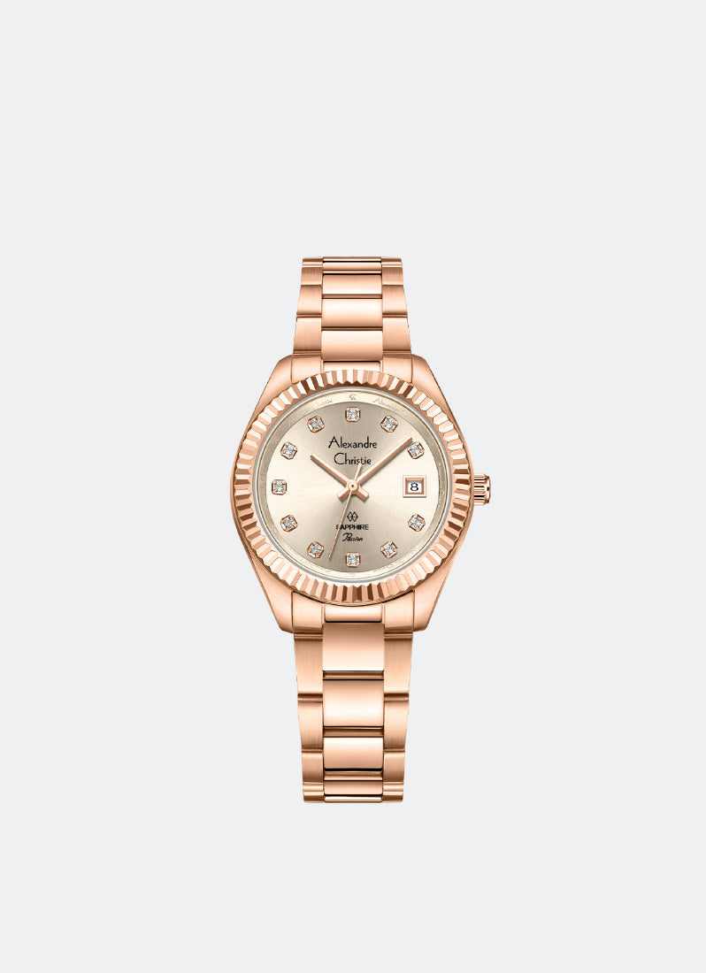 Passion Ladies Date Band Rose Gold Ivory Dial 31mm - AC2A83LDBRGLN