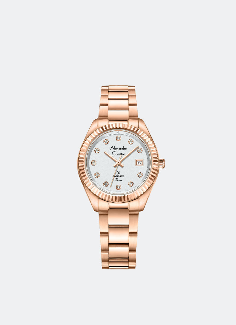 Passion Ladies Date Band Rose Gold White Dial 31mm - AC2A83LDBRGSL
