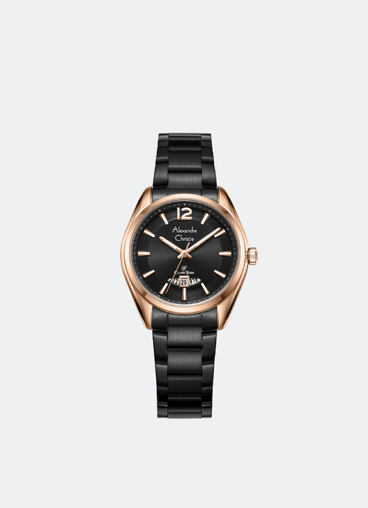 Pair Ladies Date Band Rose Gold Black Dial 32mm - ACF8679LDBBRBA