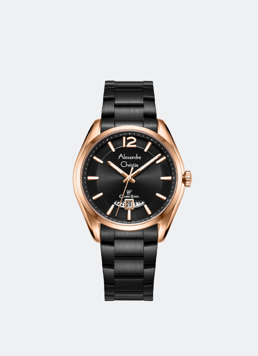 Pair Men Date Band Rose Gold Black Dial 40mm - ACF8679MDBBRBA