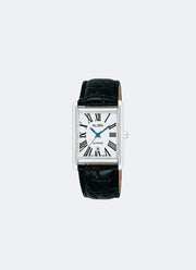Prestige Quartz Women White Dial Silver Case Black Leather 25.5mm - AH7ET5