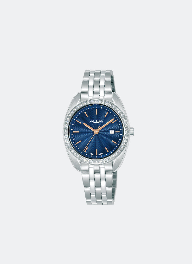 Fashion Quartz Women Blue Dial Silver Stainless Steel 30mm - AH7EU9