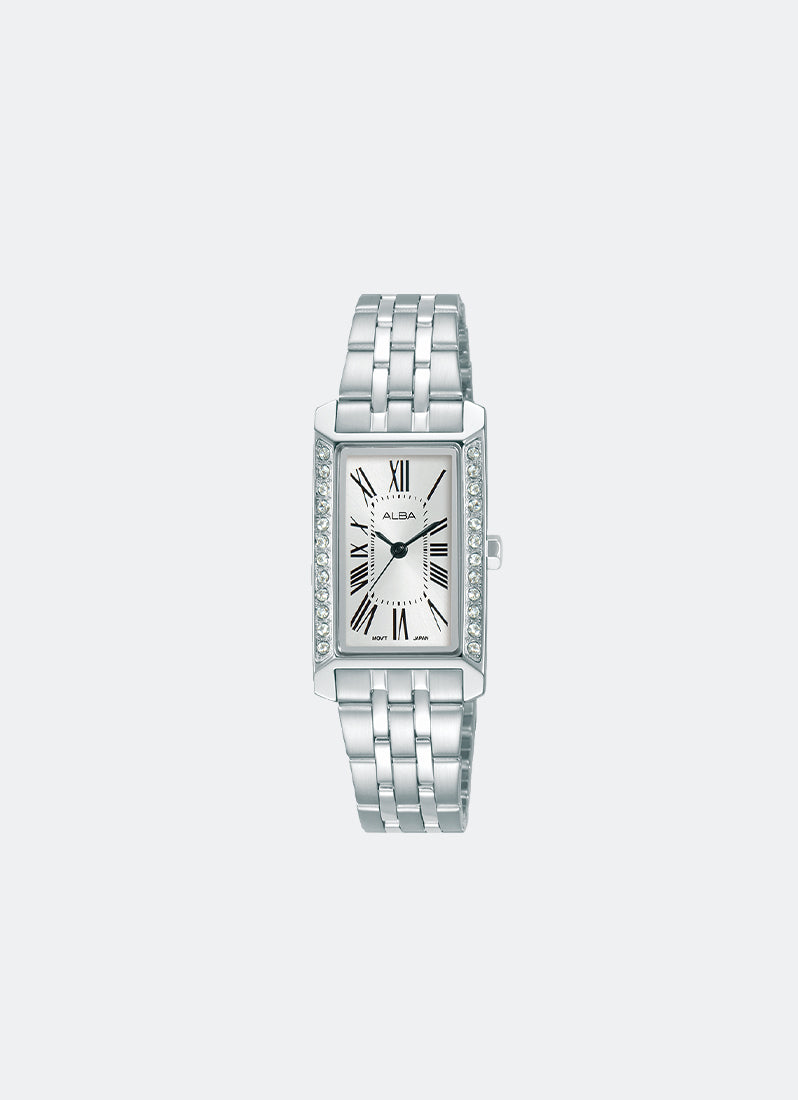 Fashion Quartz Women Silver White Dial Stainless Steel 19.4mm - AK3055