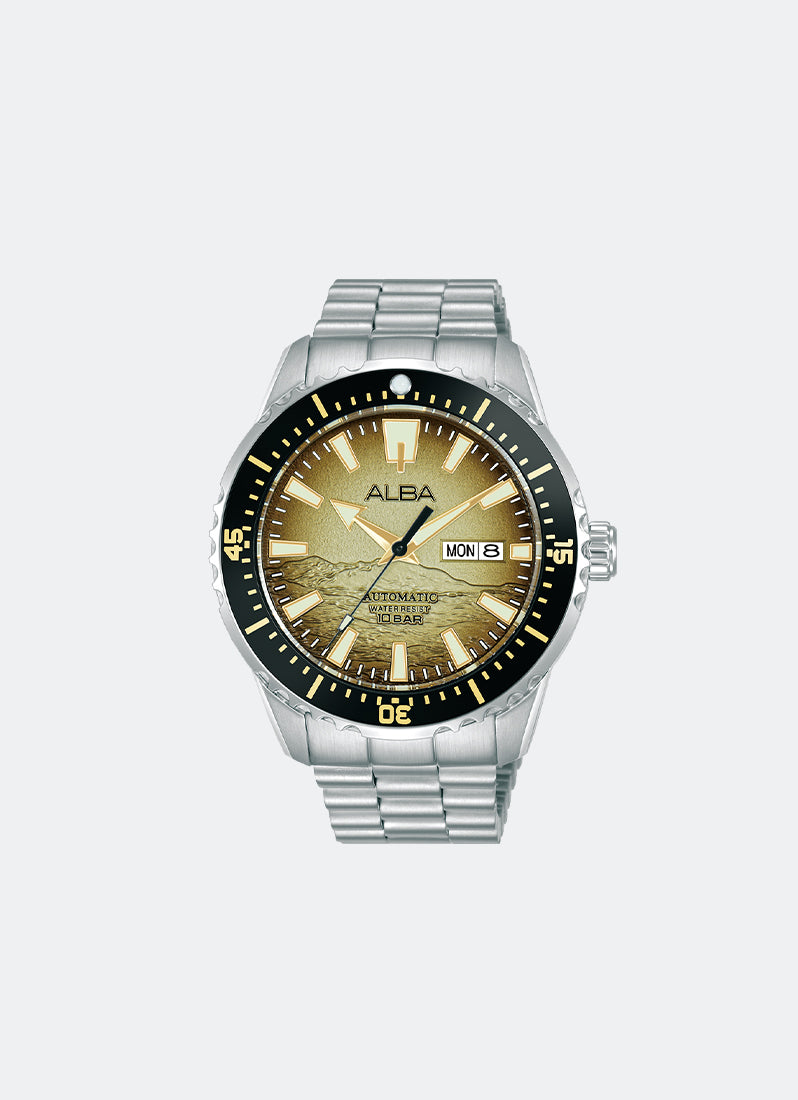 Flagship Automatic Men Light Champaign Gradation Dial Silver Stainless Steel 44.5mm - AL4733