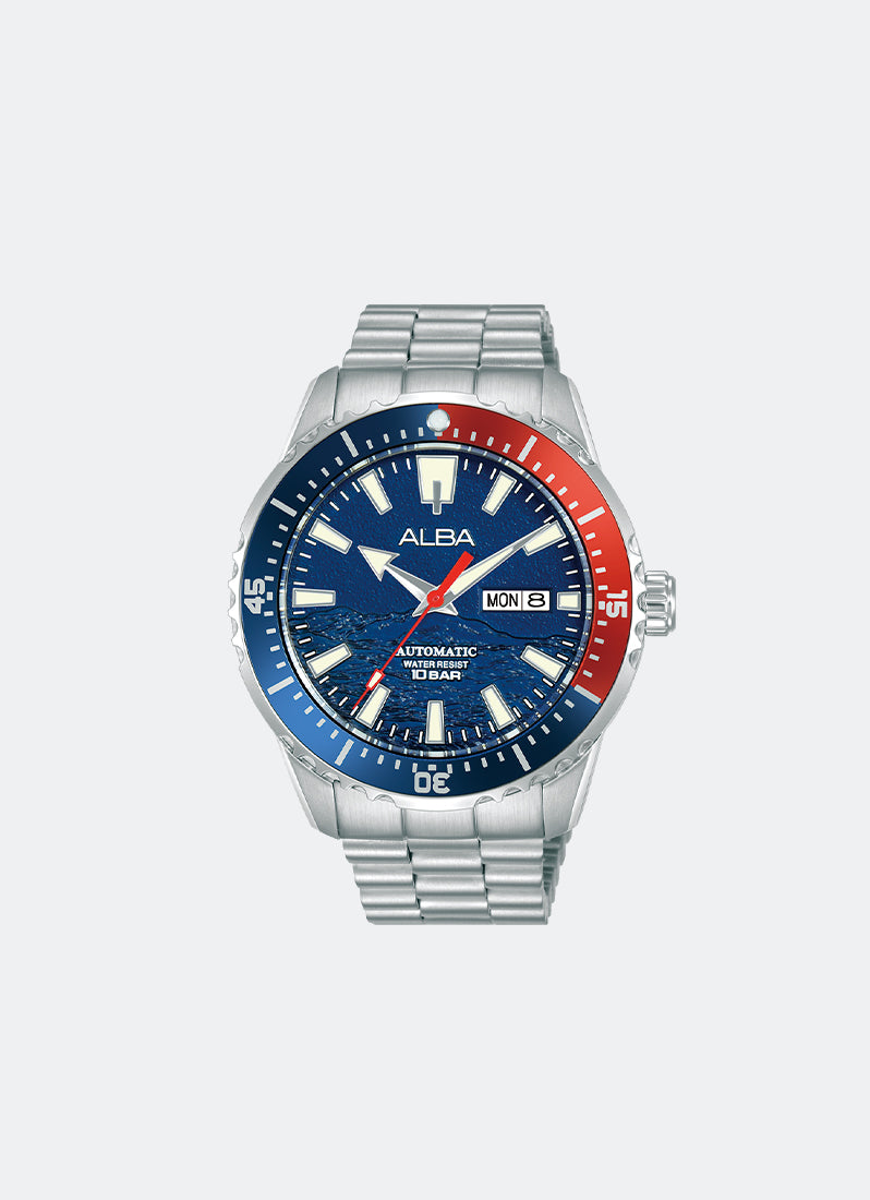 Flagship Automatic Men Blue Dial with Red Accents Silver Stainless Steel 44.5mm - AL4735