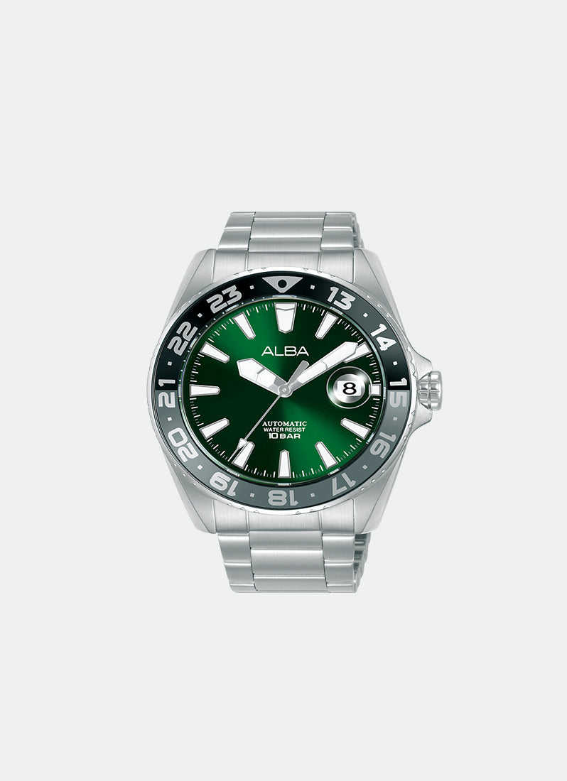 Alba Men Mechanical Green Dial Stainless steel Strap 43mm AU4077