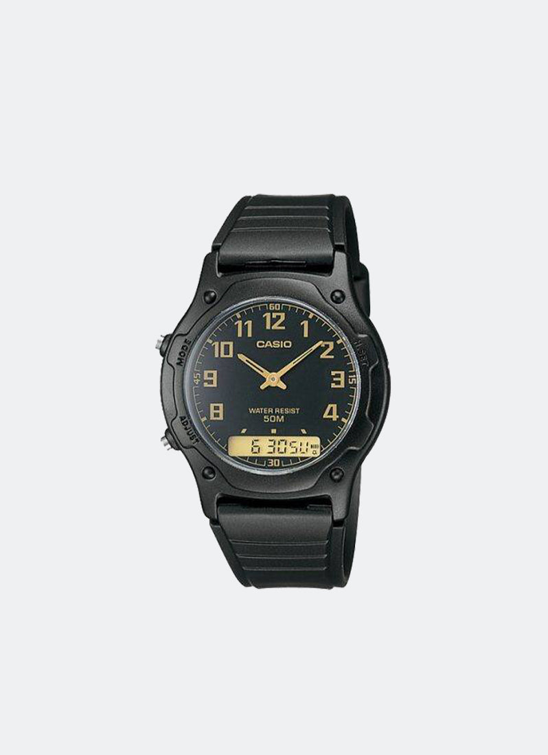Casio Digital Analog Black Resin Strap 38.8mm Unisex AW-49H-1BVDF