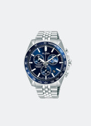 Signa Chrono Men Blue Dial with White Accents Silver Stainless Steel 43mm - AX7027