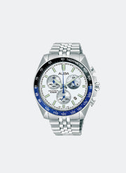 Signa Chrono Men Silver White Dial with Black & Blue Accents Silver Stainless Steel 43mm - AX7029