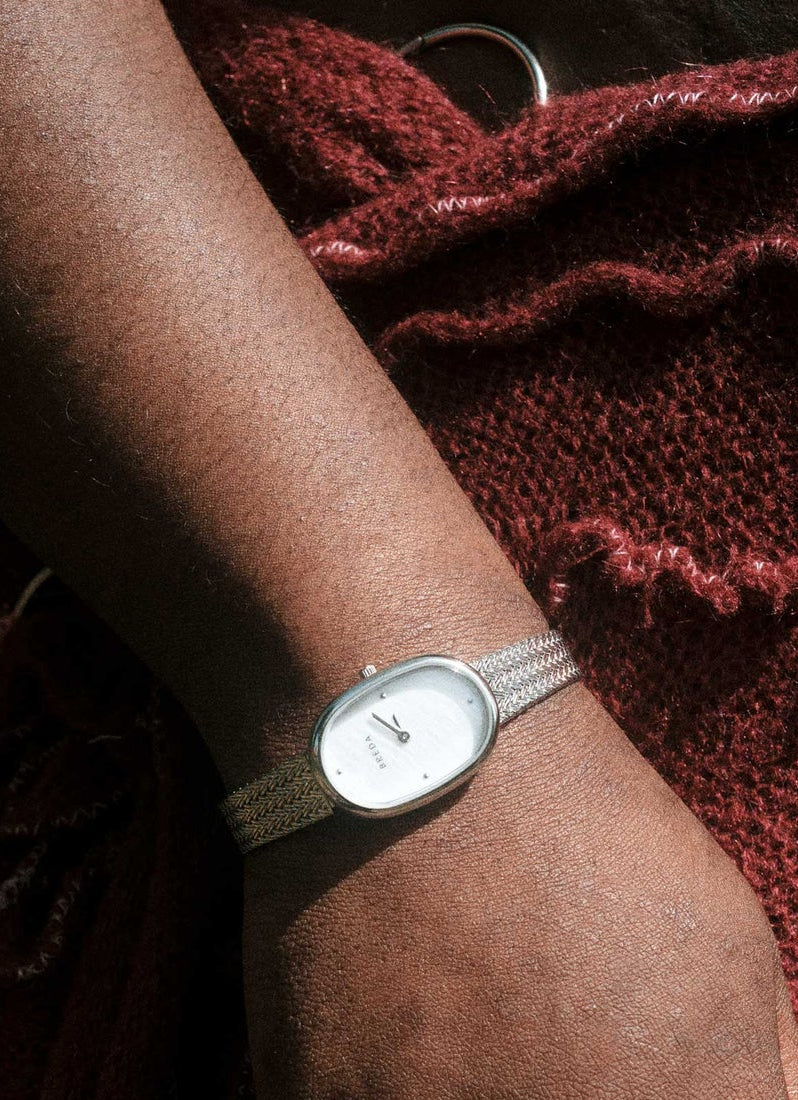 Breda Jane Tethered Pearl Natural MOP Dial Silver Metal Mesh 23mm - 1741M