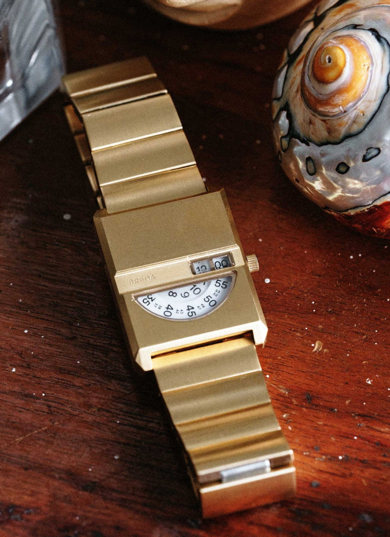 Breda Pulse Tandem White Dial Gold Metal Bracelet 26mm - 1747A