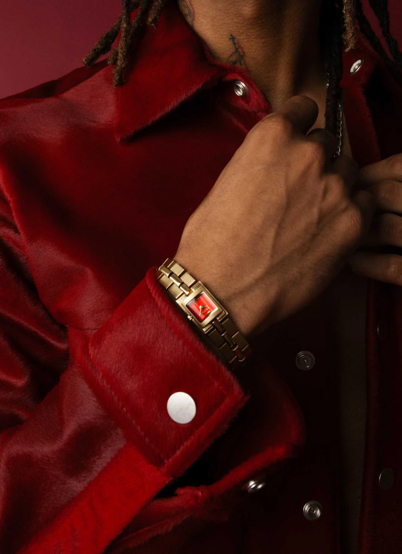 Breda Relic Scarlet Dial Gold Metal Bracelet - 1751D