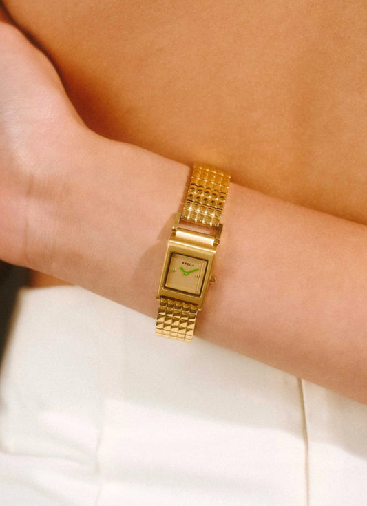 Breda Revel Champagne Dial Gold Metal Bracelet 18mm - 1746C