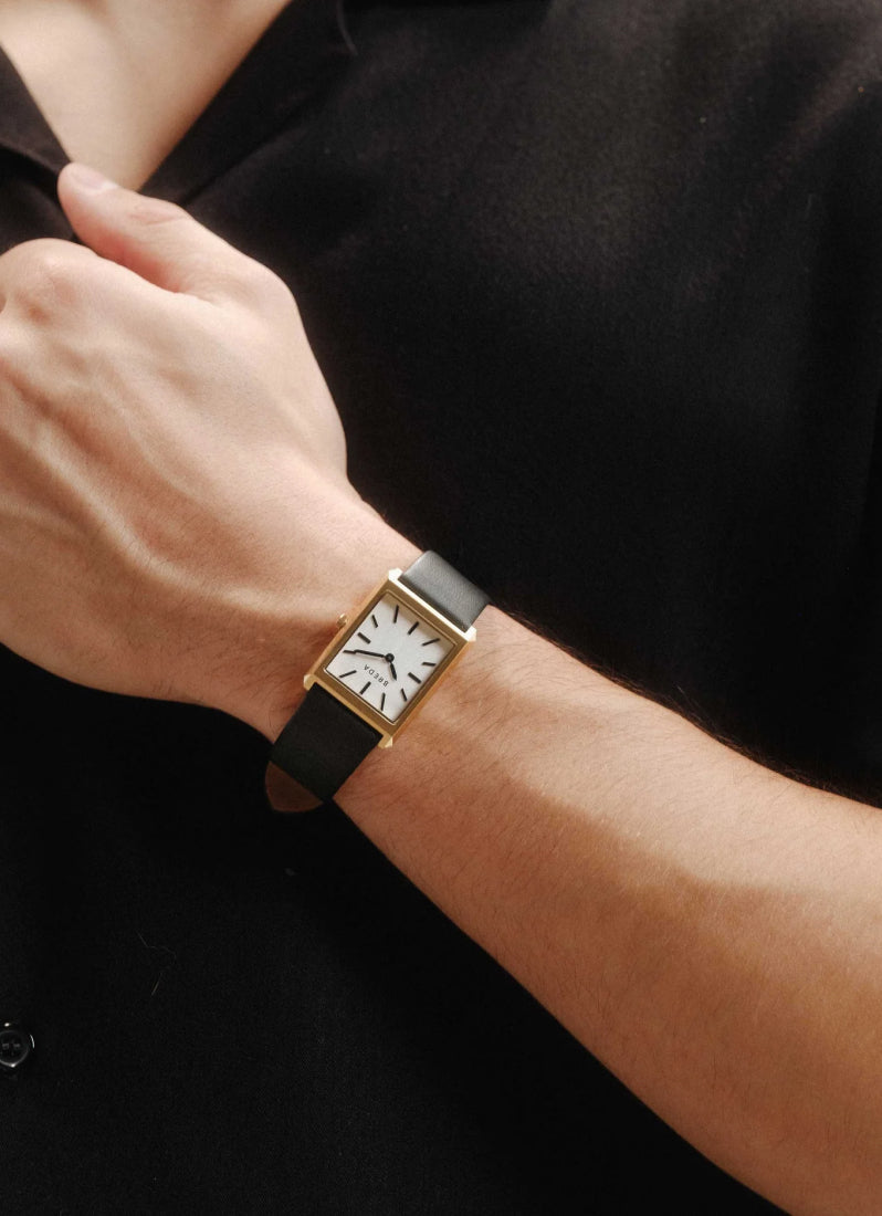 Breda Virgil Ivory Dial Gold Black Leather 26mm - 1736B