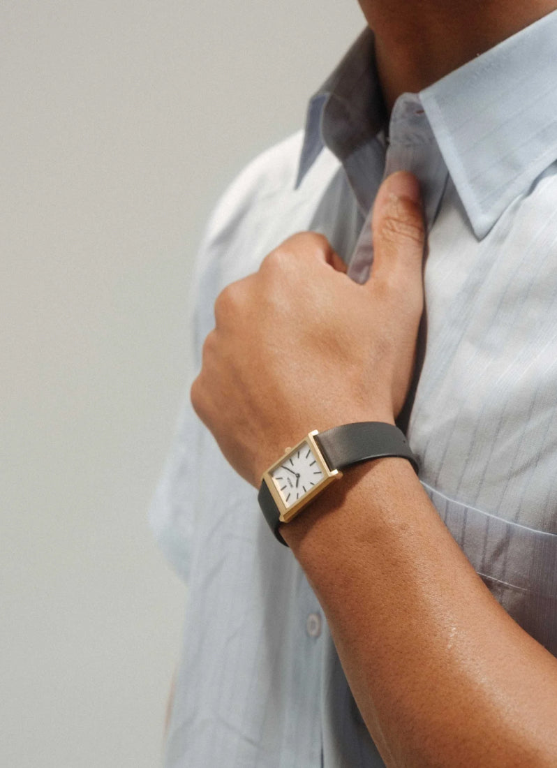 Breda Virgil Ivory Dial Gold Black Leather 26mm - 1736B