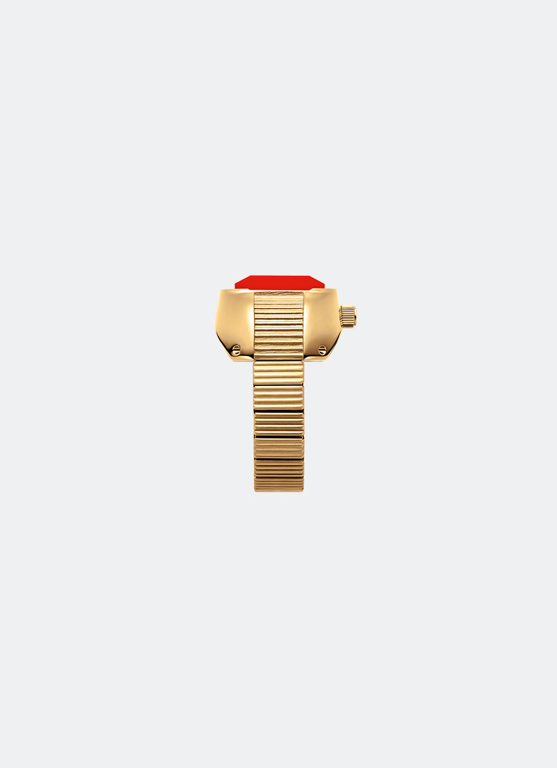 Cincin Breda Nocturne Time Ring Flame Dial Deep Gold Band 1755C