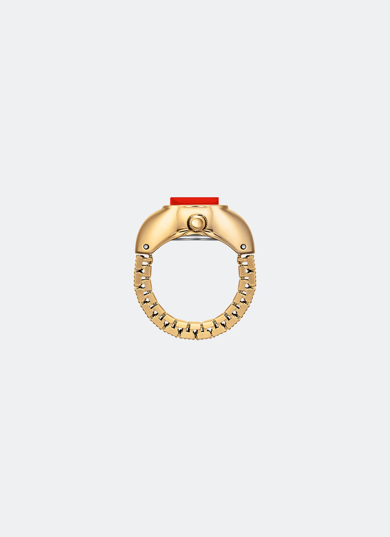Cincin Breda Nocturne Time Ring Flame Dial Deep Gold Band 1755C