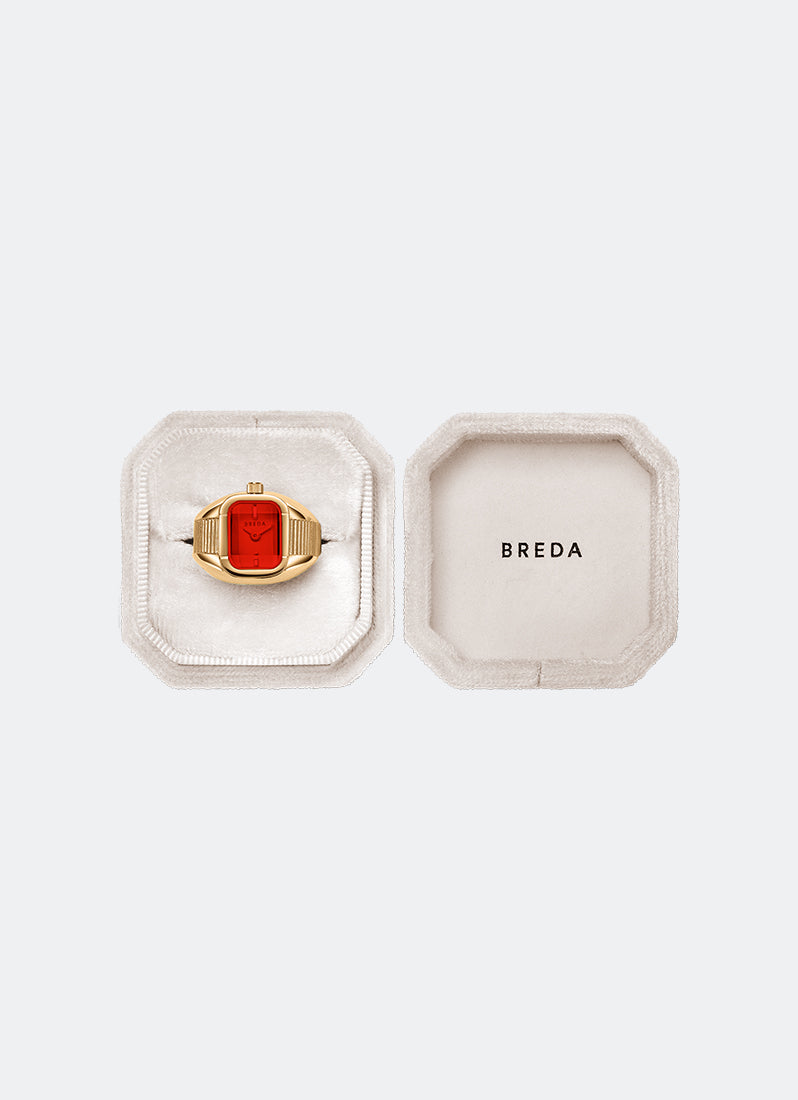 Cincin Breda Nocturne Time Ring Flame Dial Deep Gold Band 1755C