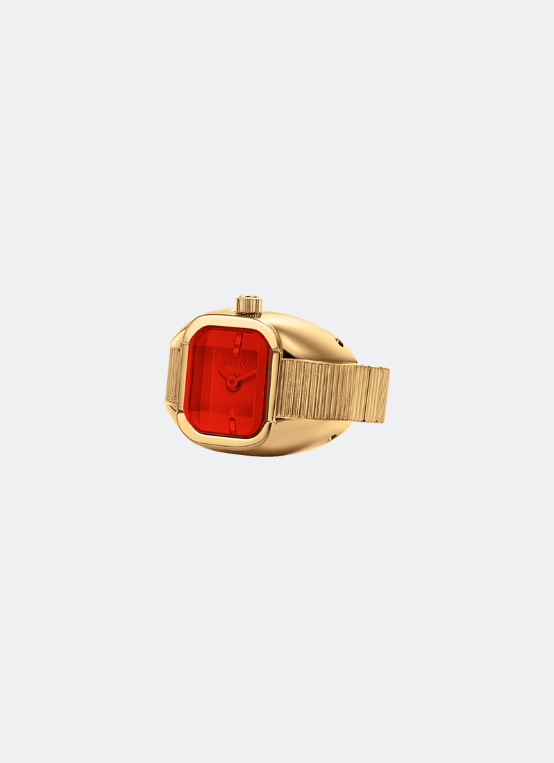 Cincin Breda Nocturne Time Ring Flame Dial Deep Gold Band 1755C