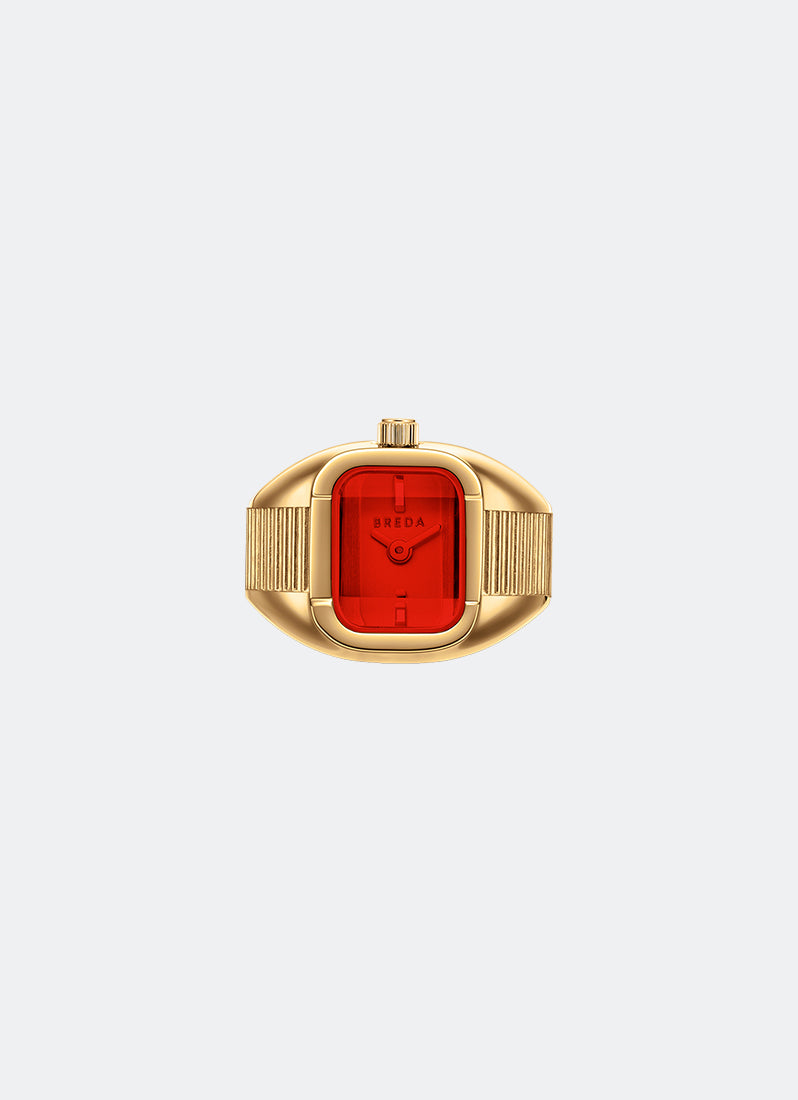 Cincin Breda Nocturne Time Ring Flame Dial Deep Gold Band 1755C