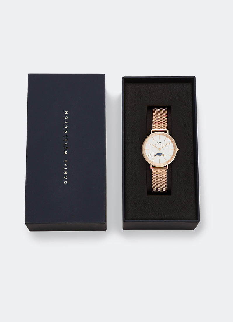 Petite Moonphase White Melrose Rose Gold (32) - DW00100773