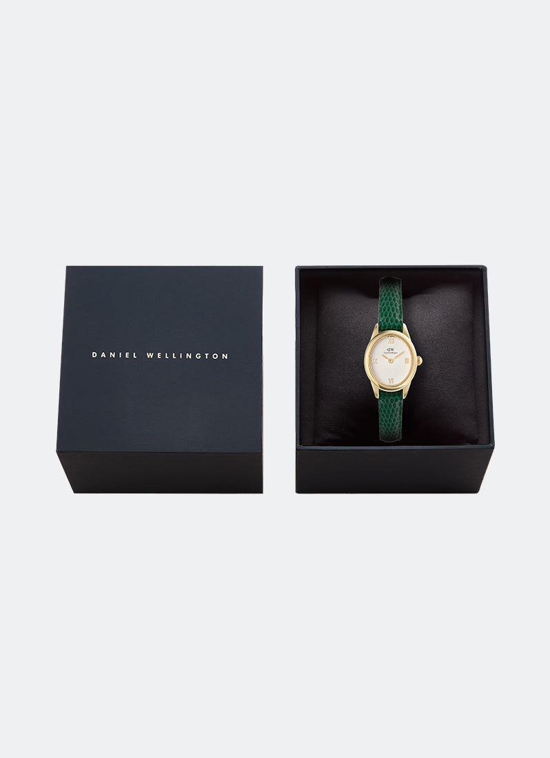 Ophelia Mini Green Lizard White Guilloché Gold (22mm x 25.5mm) DW00100892