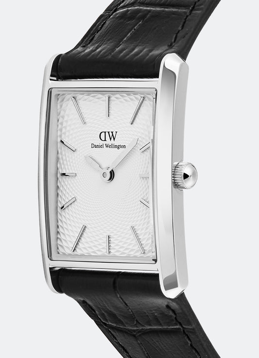 Jam Tangan Daniel Wellington Bound Black Crocodile Guilloché Silver Dial Close Up