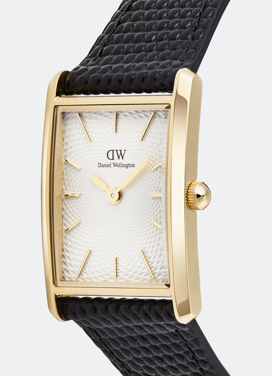 Daniel Wellington Bound Black Lizard Guilloché Gold (24mm x 35mm) Dial Close Up