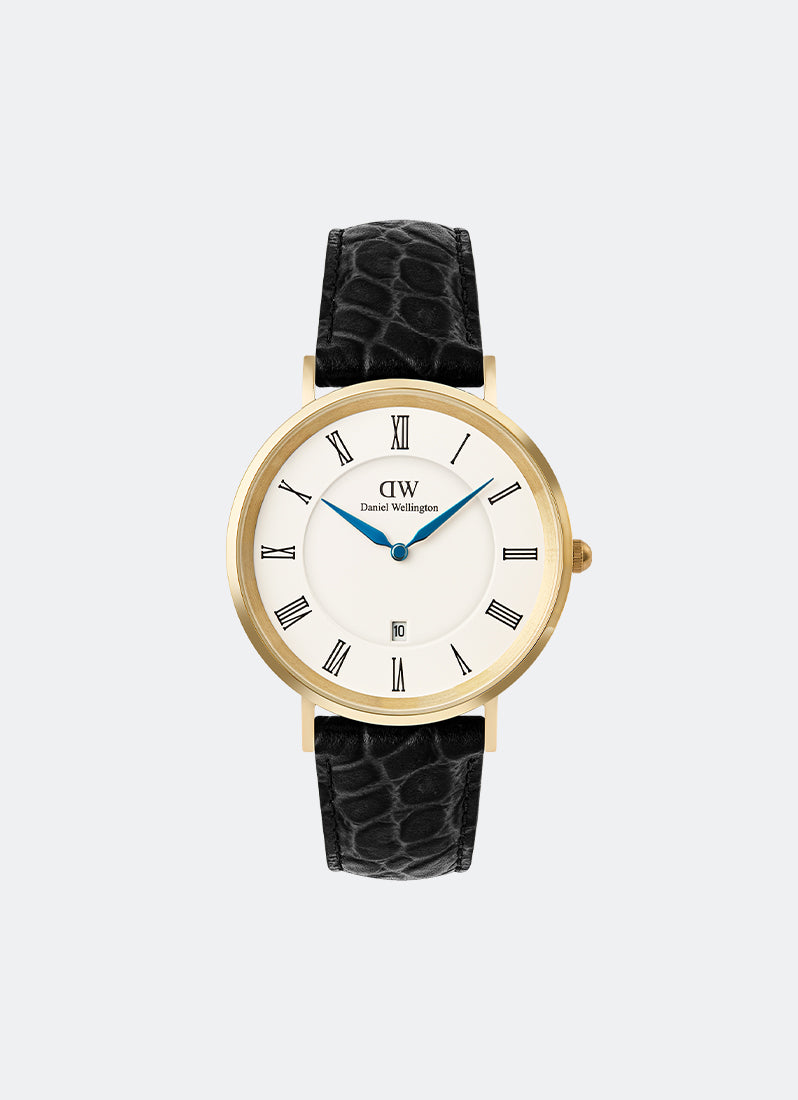 Classic Roman Numerals Date Black Croc Belly Gold (40mm) DW00100915