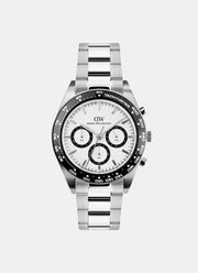 Iconic Tachymeter White Black 3-Link Silver (42) DW00100948