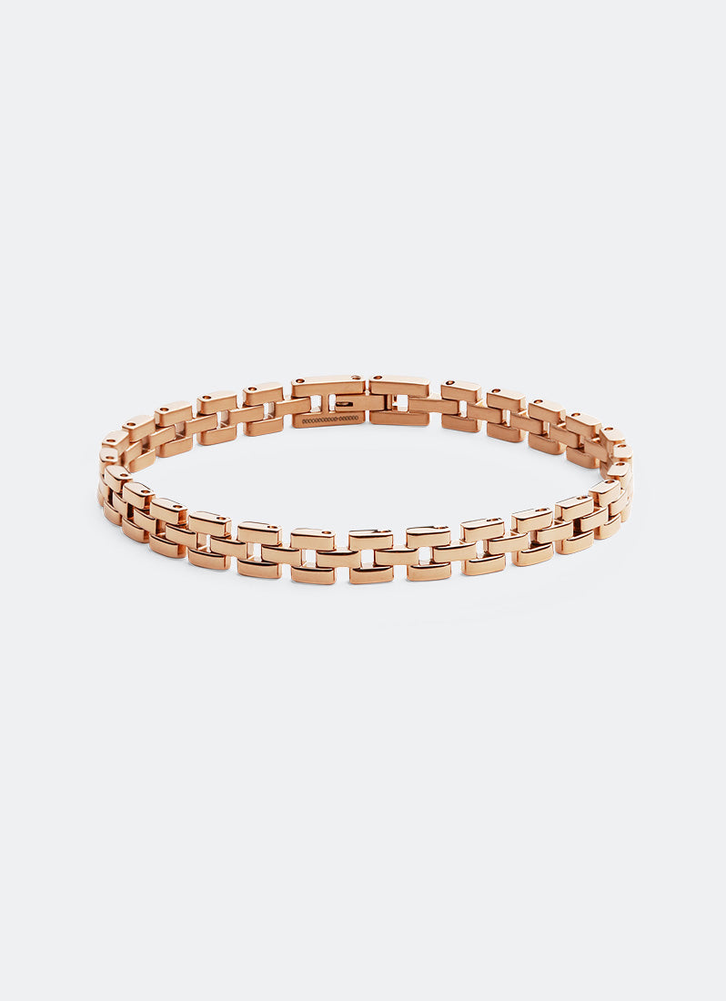 Link Inspired Bracelet 3 Rows Rose Gold 155 - DW00400955