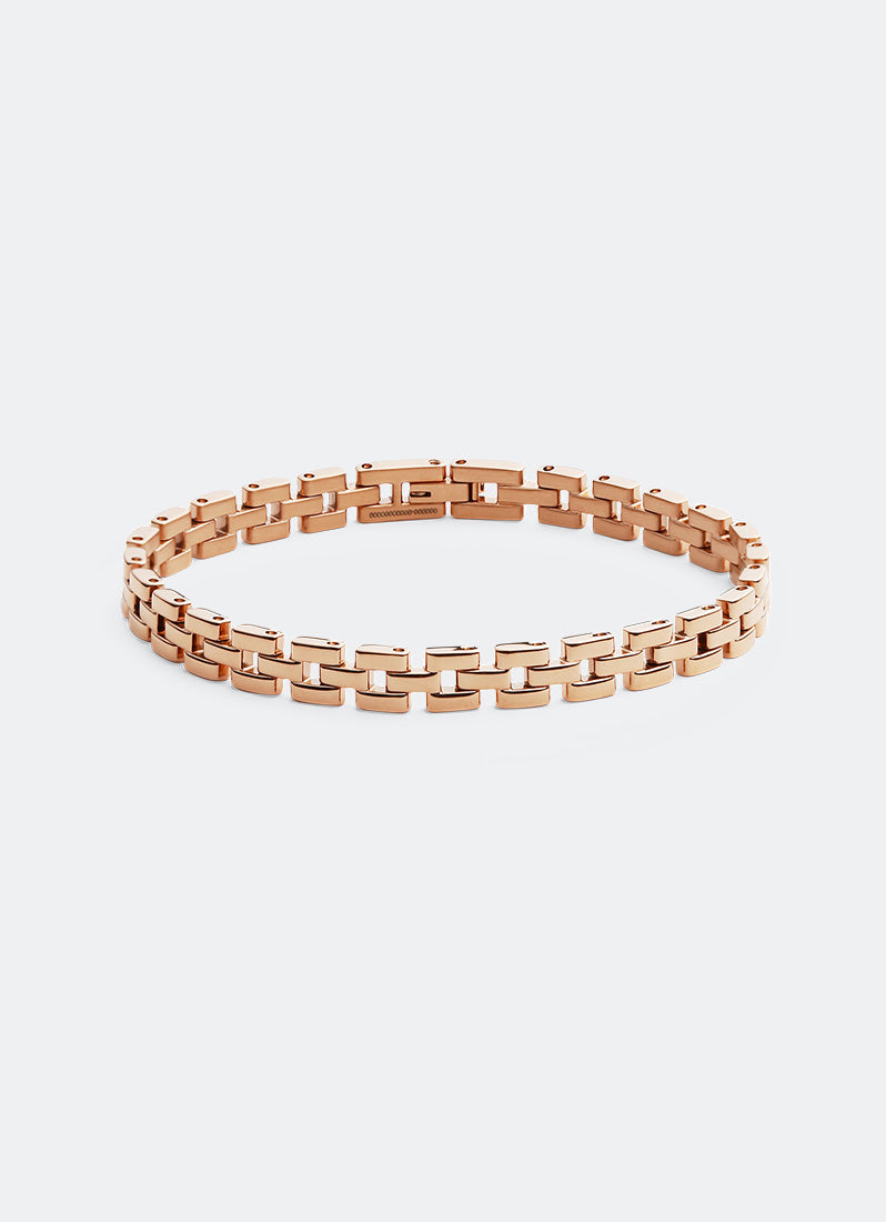 Link Inspired Bracelet 3 Rows Rose Gold 165 - DW00400956